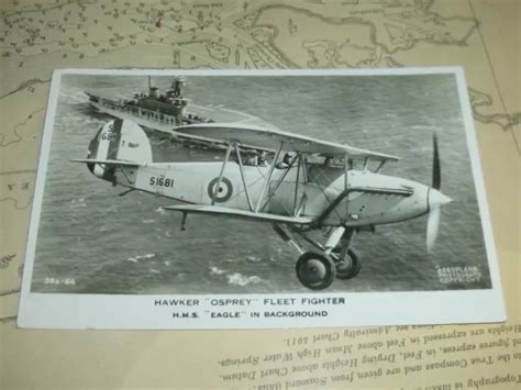 1941 Ww2 Period Hawker Osprey Fleet Fighter Hms Eagle Bandw Pc Sent