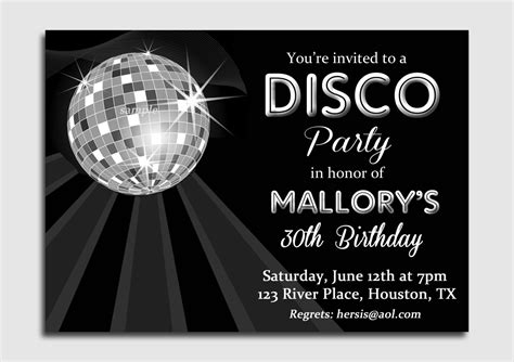 Disco Ball Invitation Printable Or Printed With Free Shipping