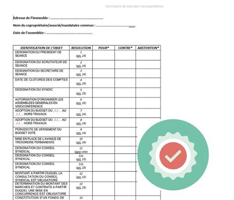 Préparer lAG Tableau de vote par correspondance Léa Syndic