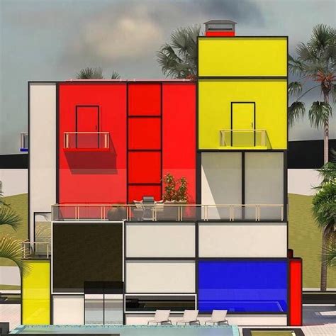 Modrian Villa Inspired By Composition With Red Yellow Blue And Black