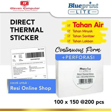 Blueprint Direct Thermal Sticker Label Resi Lite X Mm Isi Pcs