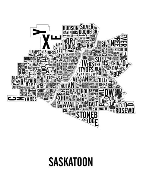 Saskatoon Saskatchewan City Map Saskatoon Art Saskatoon