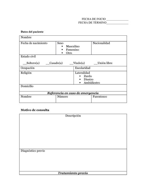 Historia clínica Neuro FECHA DE INICIO FECHA DE