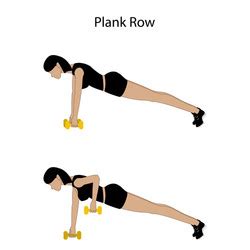 Plank row exercise outline Royalty Free Vector Image