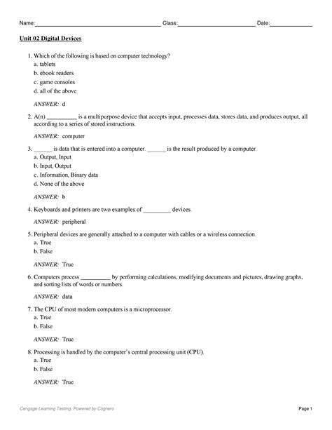 Samplepractice Exam 2018 Questions And Answers Name Class Date