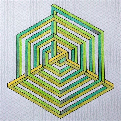 Impossible On Behance Geometric Drawing Graph Paper Drawings Optical Illusion Drawing