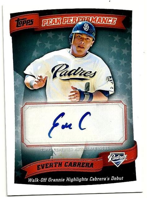 Topps Peak Performance Ppa Ec Everth Cabrera Autograph