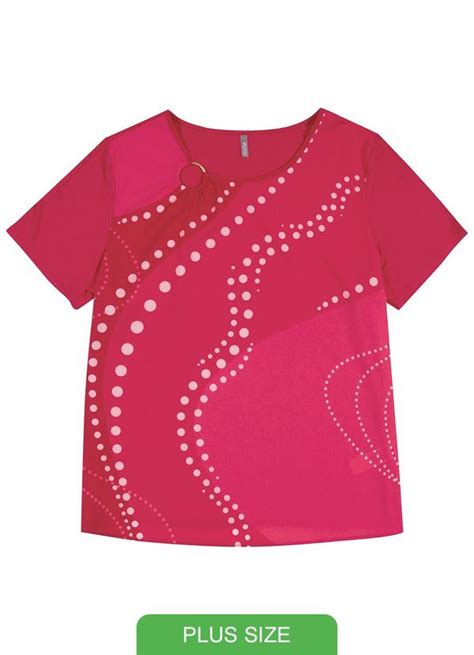 Blusa Manga Curta Estampada Rosa Cativa