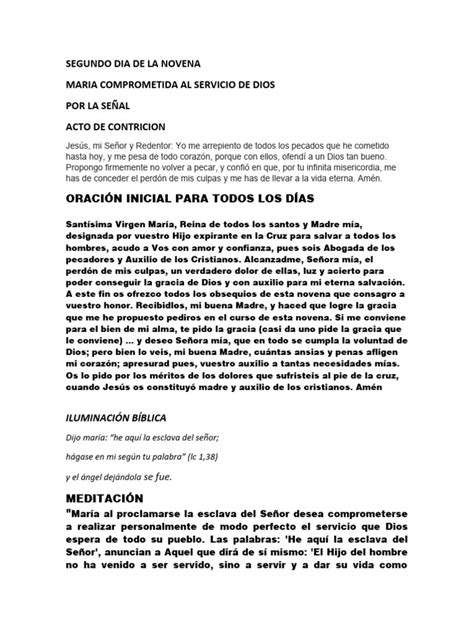 Segundo Dia De La Novena Completo Pdf María Madre De Jesús Oración