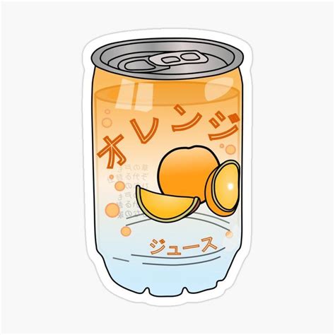 Cute Japanese Orange Soda Can Sticker By Science Nerd In 2021 Cute