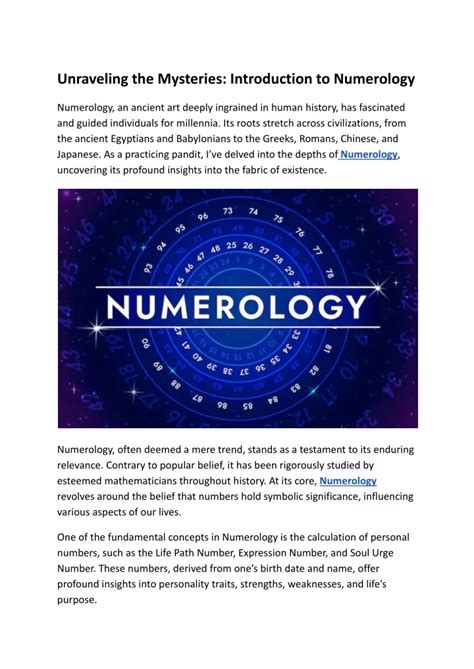 Ppt Unraveling The Mysteries Introduction To Numerology Powerpoint