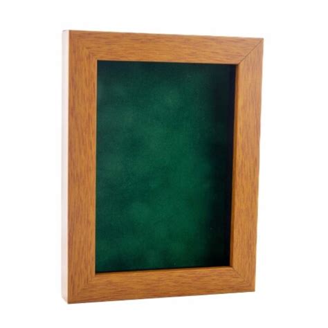 Warm Honey Brown Wood Shadow Box Frame Acrylic Front Forest Green Suede 30 Sizes 20x30 20x30