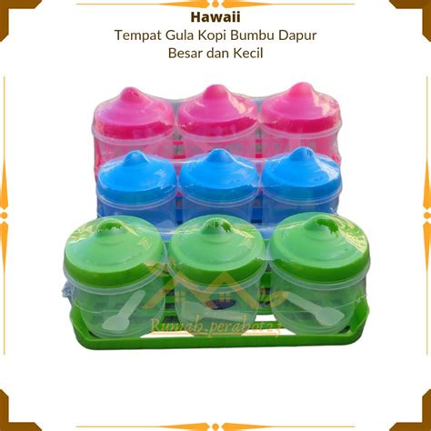 Jual HAWAII Tempat Gula Kopi Set Tempat Bumbu Dapur Toples Tempat