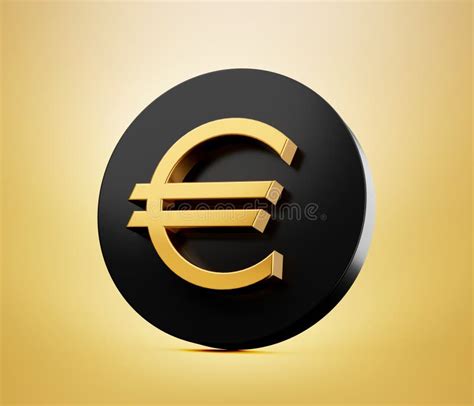 Euro EUR Golden Symbol On Black Icon 3d Illustration Stock