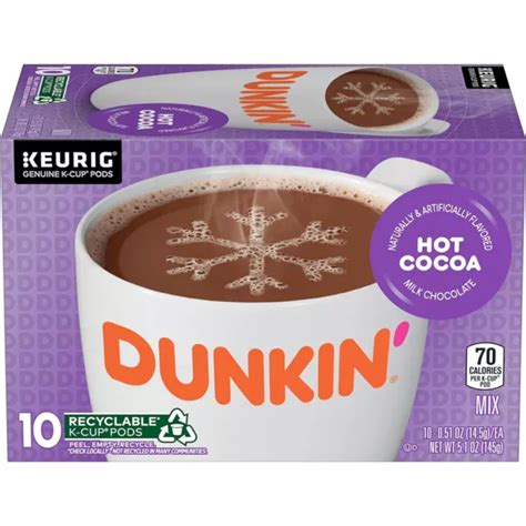 DUNKIN DONUTS MILK Chocolate Hot Cocoa Single Serve K Cups 10 Count