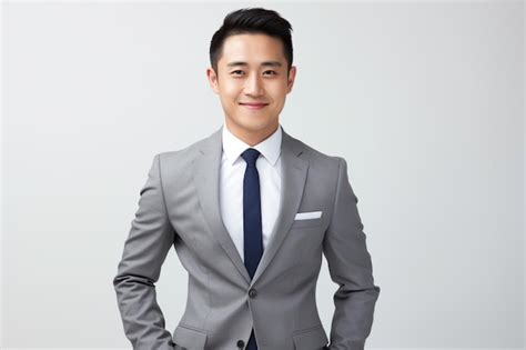 Premium Ai Image Portrait Of An Asian Man In Suit And Tie On White