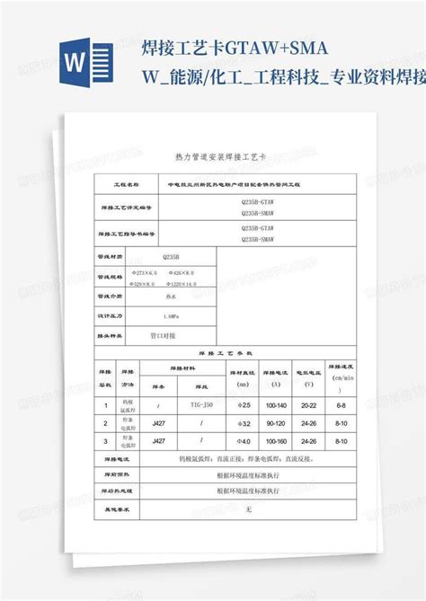 焊接工艺卡gtawsmaw能源化工工程科技专业资料 焊接工艺卡gtawword模板下载编号qgaezbja熊猫办公