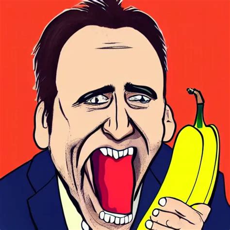 Caricature Of Nicolas Cage Eating A Banana Stable Diffusion Openart