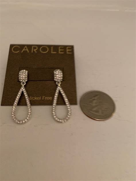 Carolee Silver Tone Cubic Zirconia Rhinestone Pave Teardrop Earrings