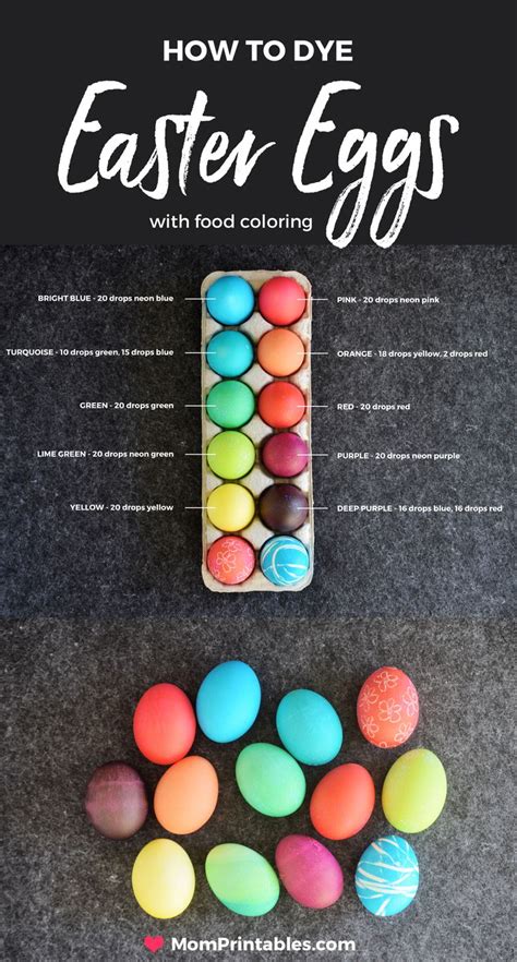 Easter Egg Dye Food Coloring Chart