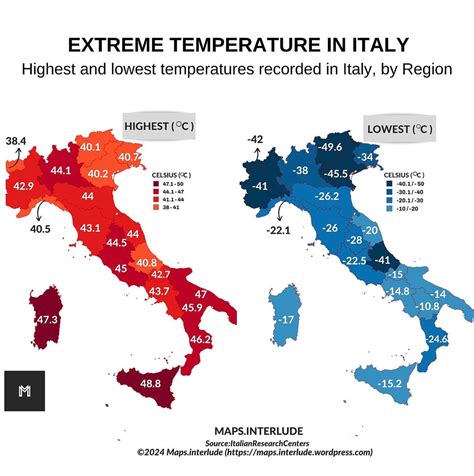 Extreme Temperature in Italy : r/MapPorn