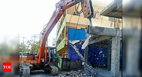 Ghmc Razes Two Illegal Structures Hyderabad News Times Of India