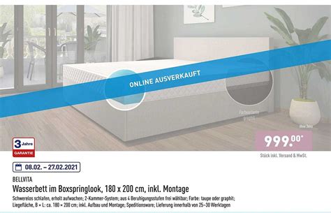 Belvita Wasserbett Im Boxspringlook 180 X 200 Cm Inkl Montage Angebot