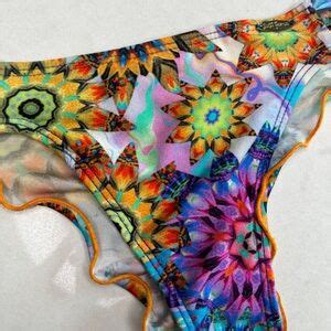 Luli Fama Swim Luli Fama Colorful Floral Beach Casual Summer Beaded Rhinestone Bikini M