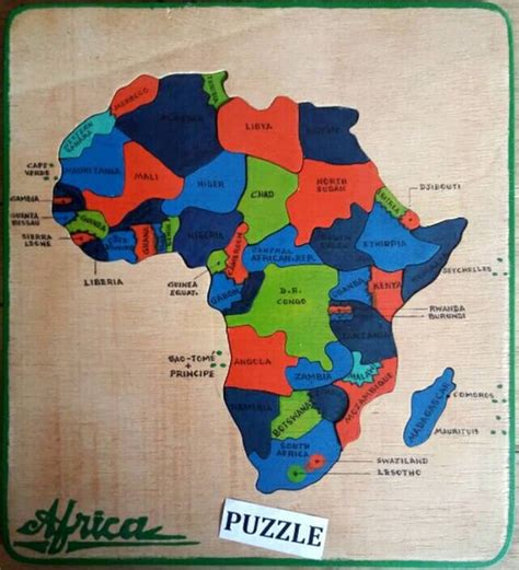 Africa Jigsaw Puzzle Wood Wooden Continent Game By Africaonelove