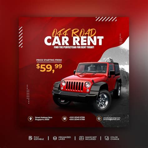 Premium PSD | Off road car rental promotion social media post Instagram ...