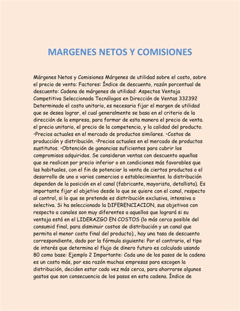 Margenes Netos Y Comisiones