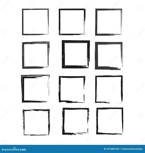 Brush Squares Square Frame Edge Frame Vector Illustration Stock