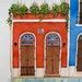 Old San Juan Painting With Orange Blue And Green House Etsy