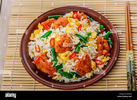 fried rice with egg and chicken Stock Photo - Alamy