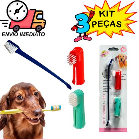 Kit Higiene Bucal Escova Dental Dedeira Pet Cachorro Escova Para Dentes