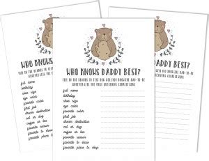 Inkdotpot Gender Neutral Who Knows Daddy Best Baby Shower Game Cards