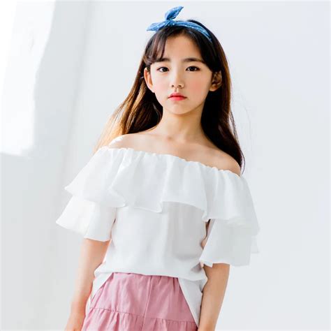 Chiffon Ruffles Off Shoulder Blouse For Girls Toddler Kids Blouses