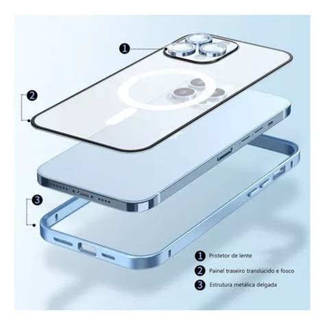 Funda Magsafe Con Marco De Metal Para IPhone 12 13 Y 14 Color Azul