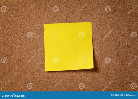 Yellow Reminder Sticky Note On Cork Board Stock Photo Image Of Post