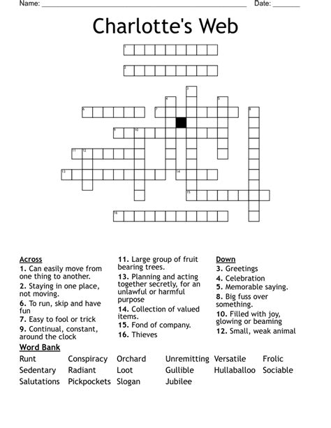 Charlotte S Web Crossword WordMint