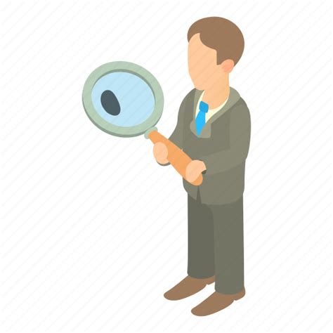 Business Businessman Cartoon Glass Magnifying Male Man Icon