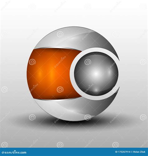 Orange Sphere With Different Metallic Sections Stock Vector