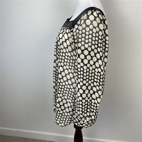 Black And White Polka Dot Sheer Square Neckline Blouse … Gem