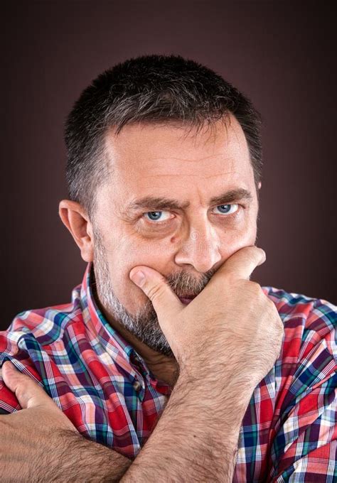 Thoughtful Elderly Man With Hand Near The Face Stock Photo Image Of