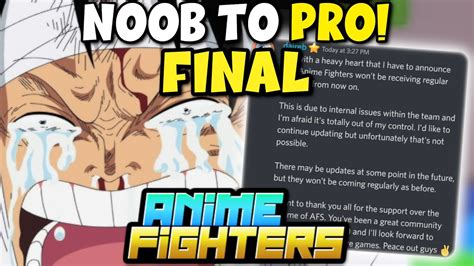 Going Noob To Pro In Anime Fighters Simulator Finale Youtube