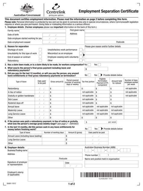 Separation Certificate Fill Out Sign Online DocHub