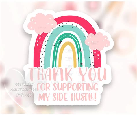 Thank You For Supporting My Side Hustle Sticker Png Boho Etsy Polska