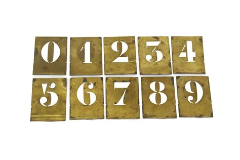 Brass Number Stencil Set Industrial Number Decor French Vintage Brass Stencils