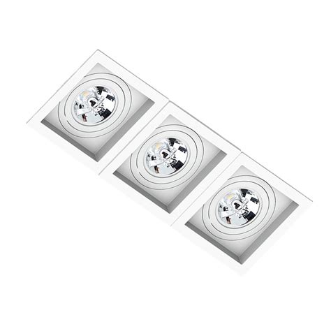 Spot Triplo Embutir Quadrado Recuado Branco Para Ar111 Gu10