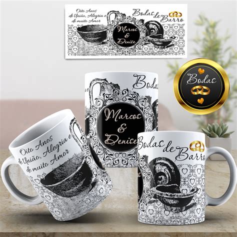 Caneca Bodas De Barro Canecas Personalizadas Bodas De Barro No Elo